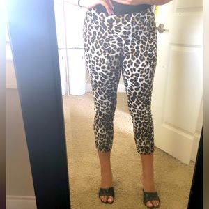 Cheetah Print Stretchy Capri Ankle Work Pants